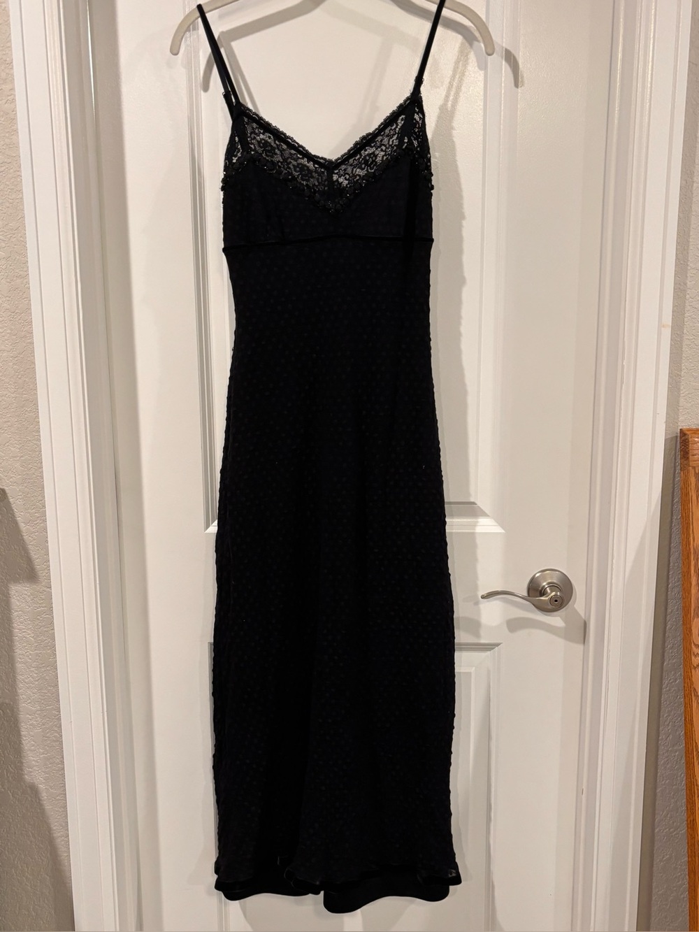 Betsey Johnson Black Lace-Trim Slip Dress